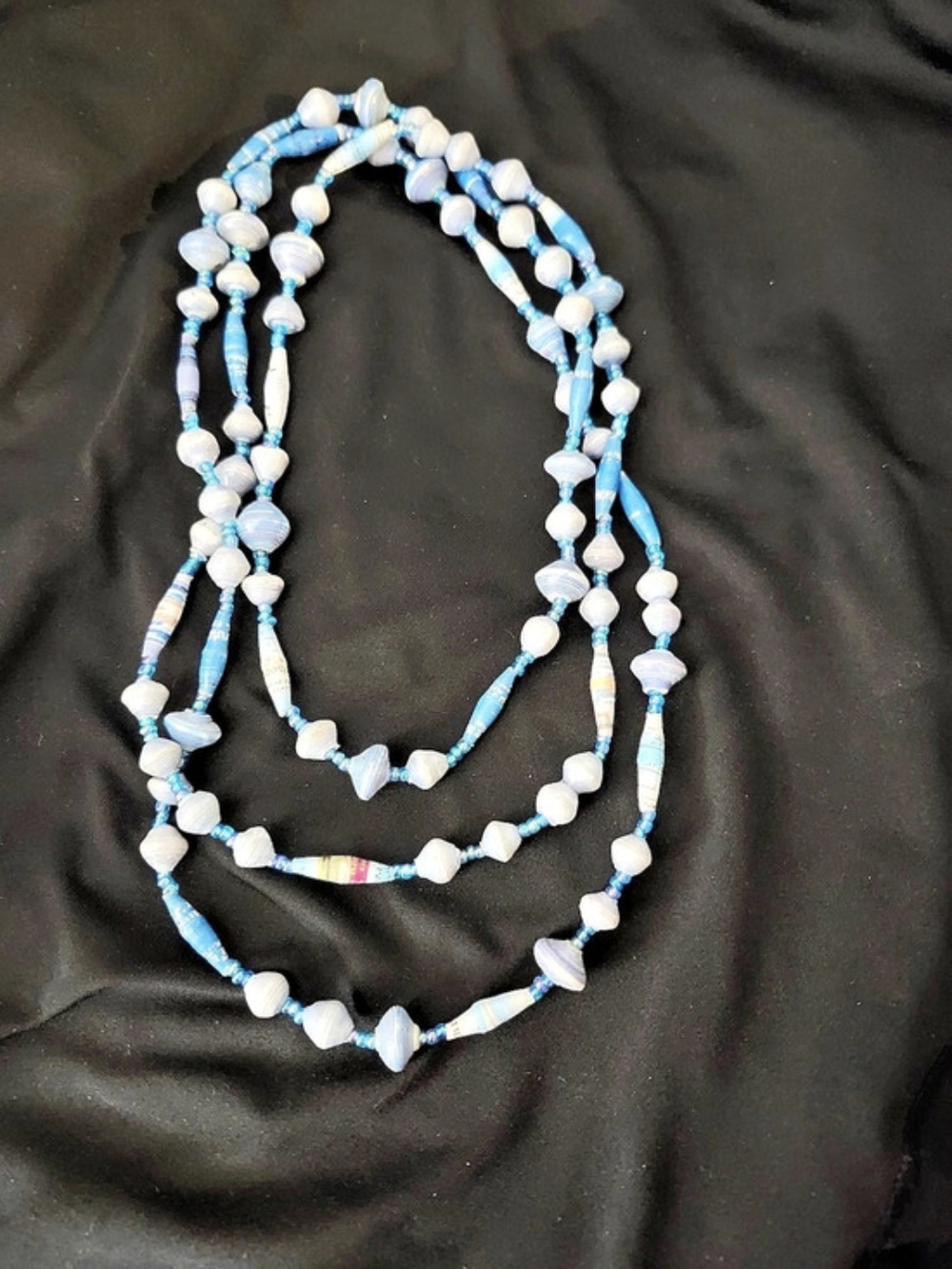 Artisan Blue & White Beaded Necklace